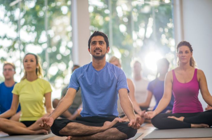 Yoga practice at an addiction treatment center